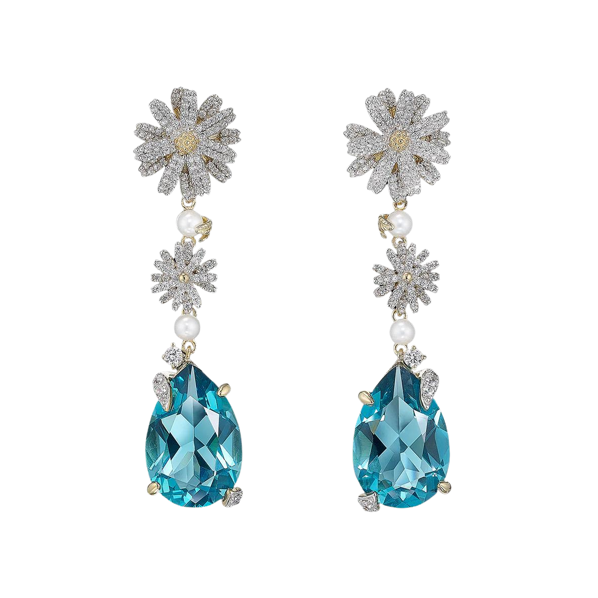 Aqua Daisy Drop Earrings