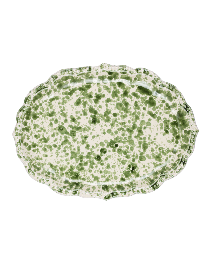 Speckled Serving Plate in Green and White