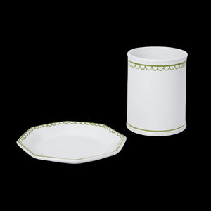 Bouclette Tumbler & Octagonal Petite Plate in Green, Set of Two