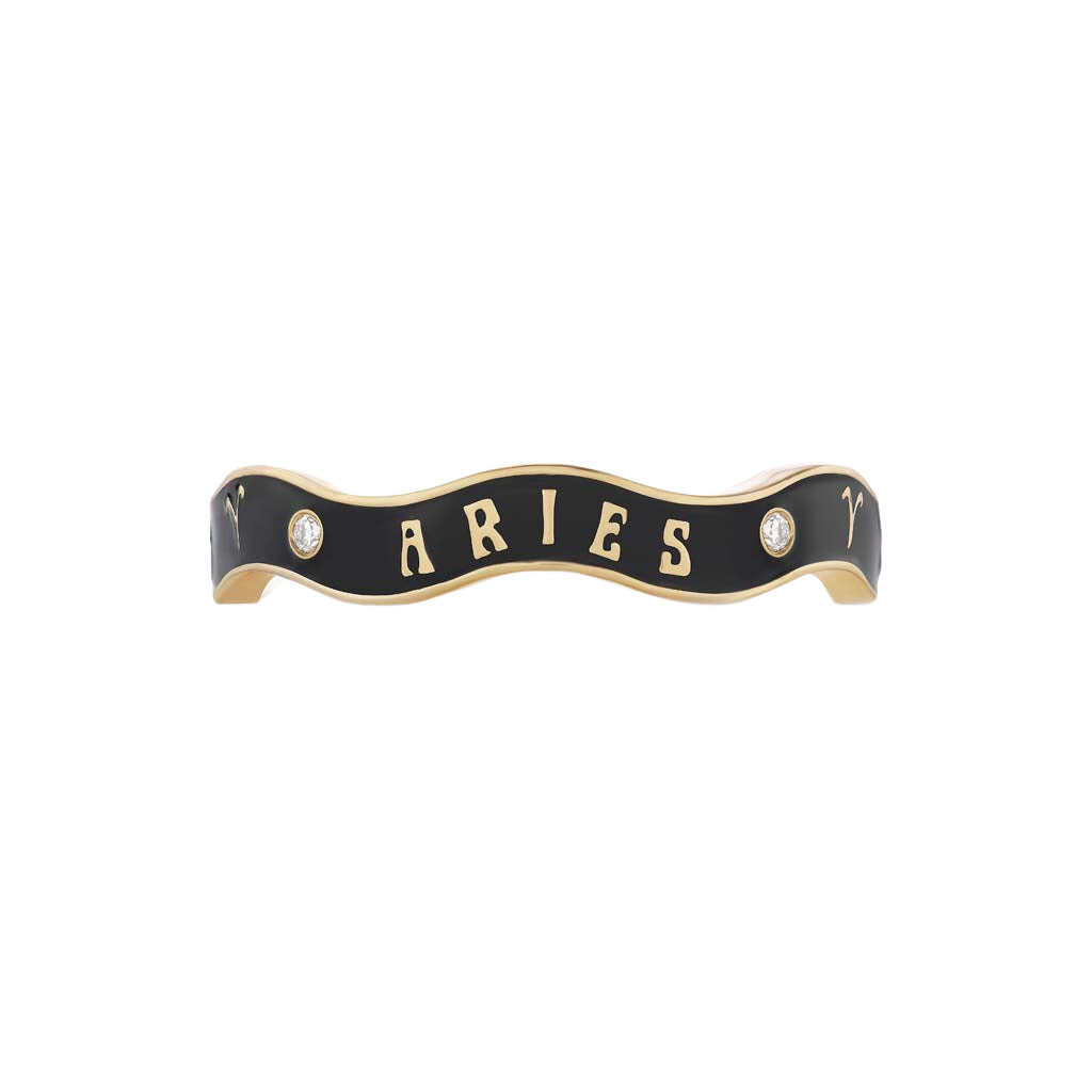 Aries Zodiac Enamel Wave Ring III