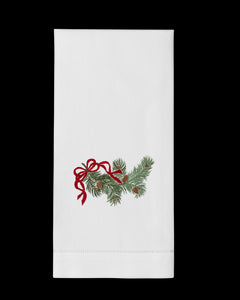 Pine Bough Ribbon Hand Towel