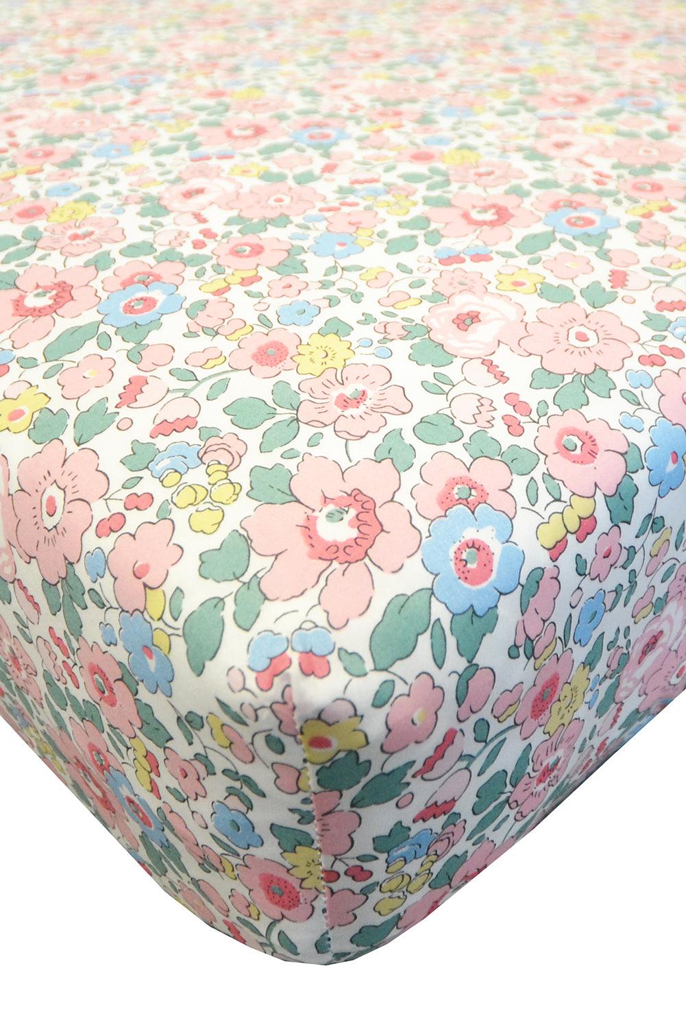 Fitted Sheet made with Liberty Fabric BETSY CANDY FLOSS - Coco & Wolf