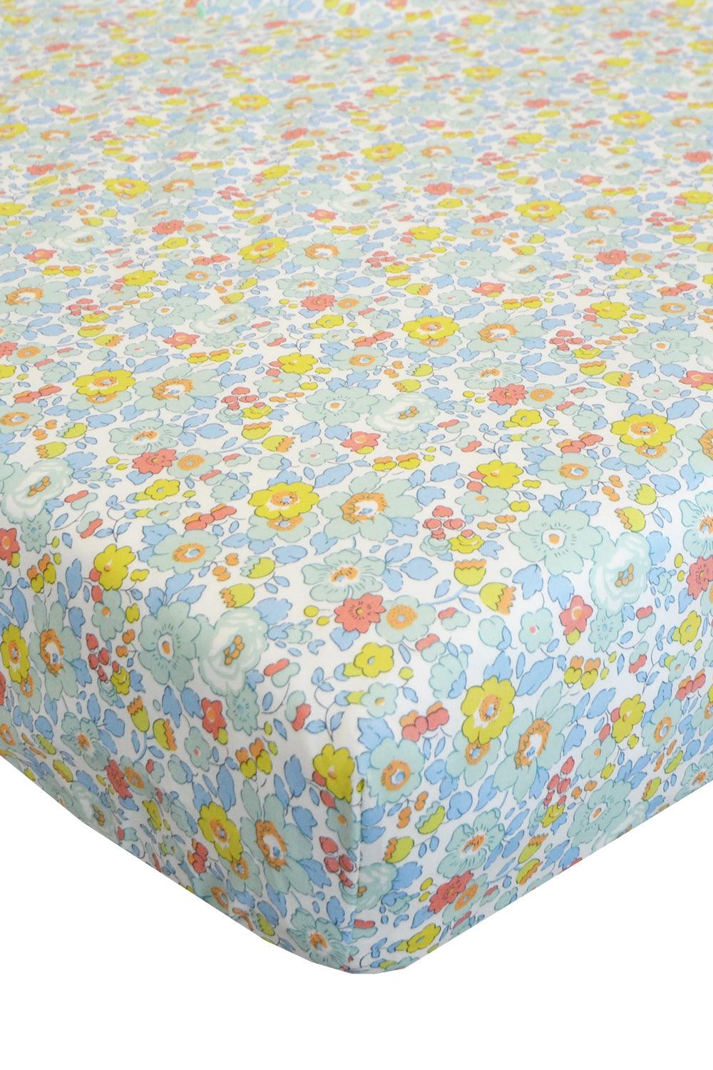 Fitted Sheet made with Liberty Fabric BETSY SAGE - Coco & Wolf