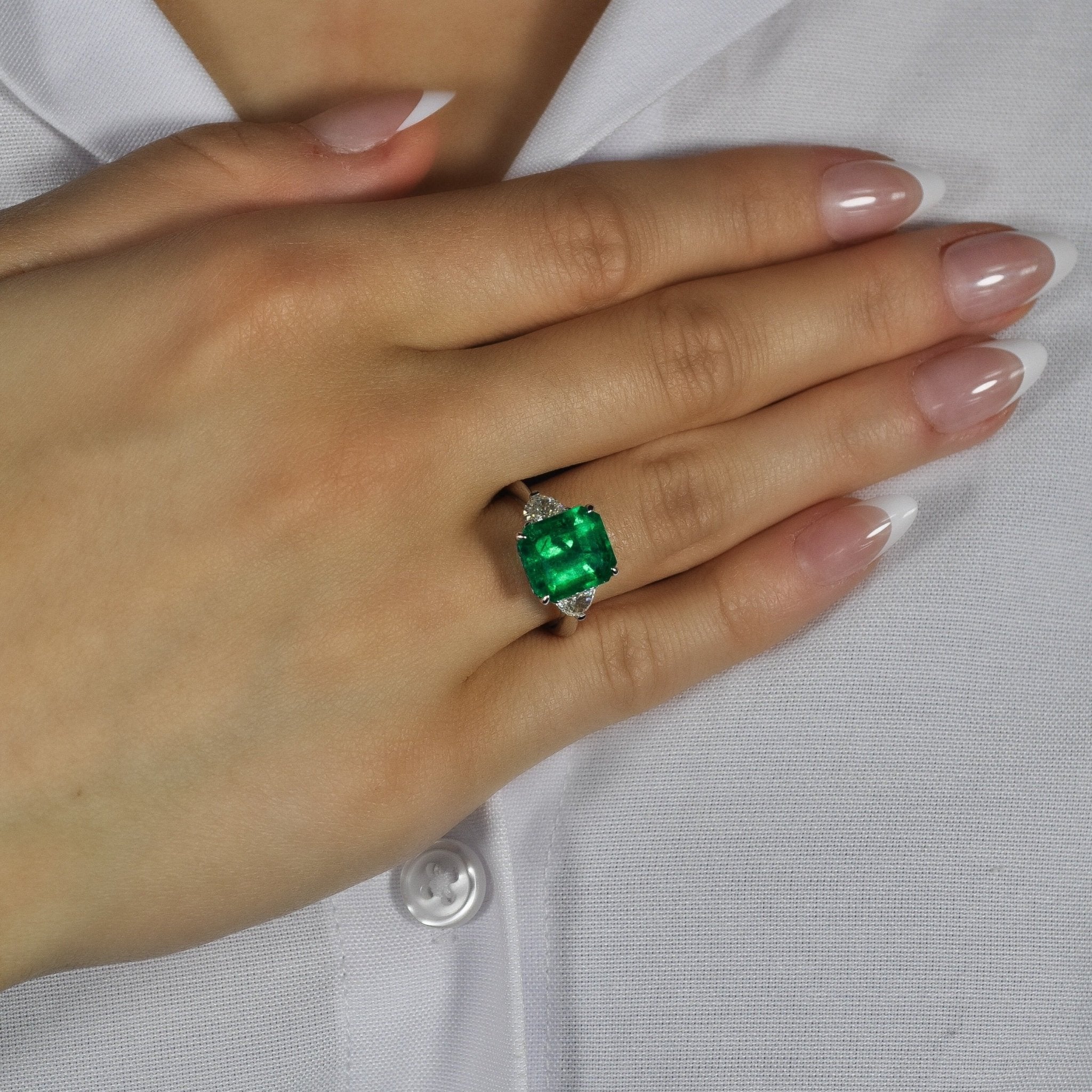 Freya Solitaire Emerald Ring - Jewelry - RUCHI New York