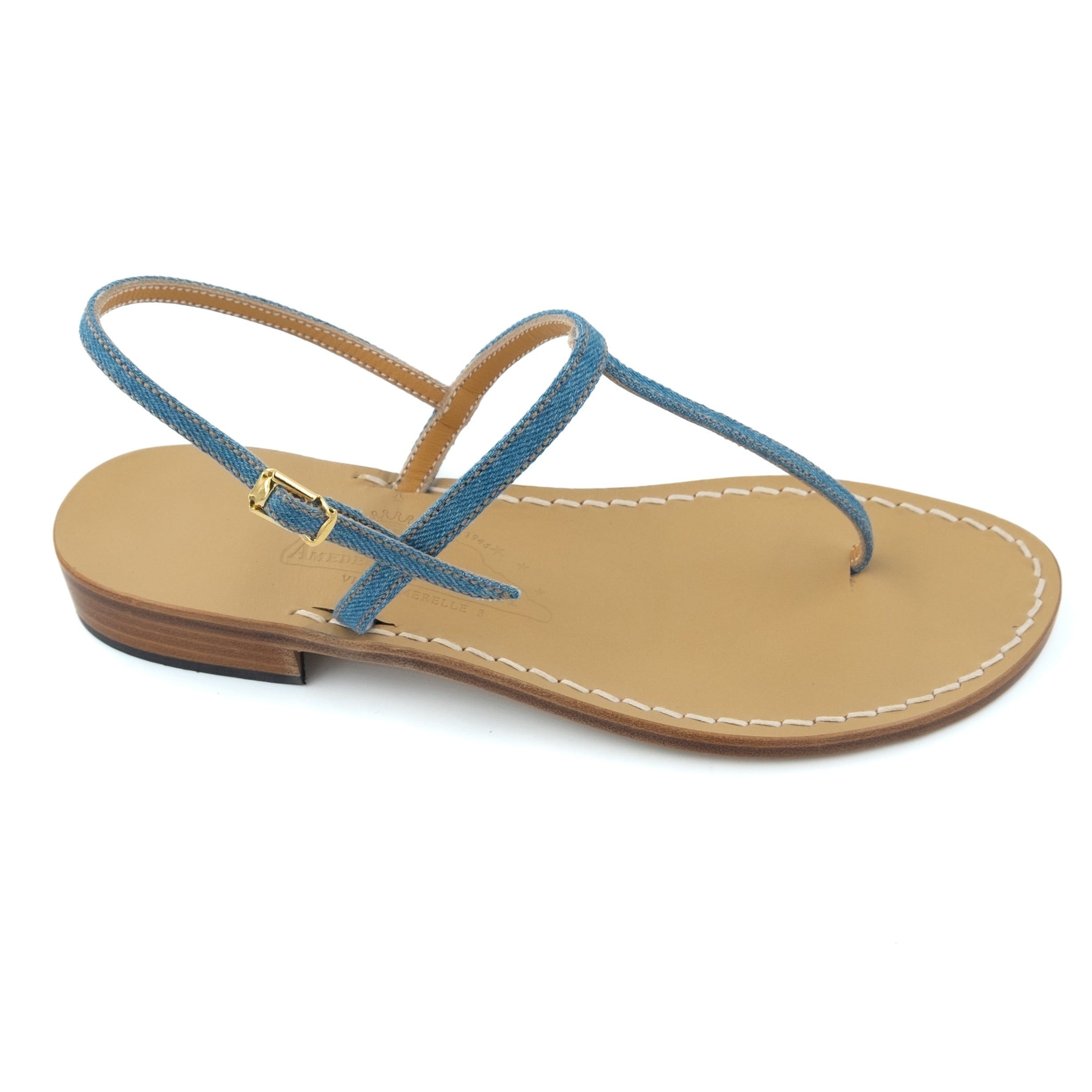 Gail Denim Leather Thong Sandal