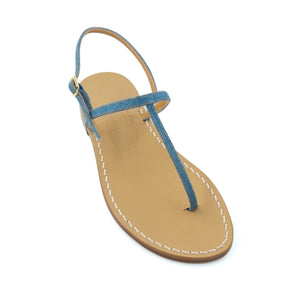 Gail Denim Leather Thong Sandal