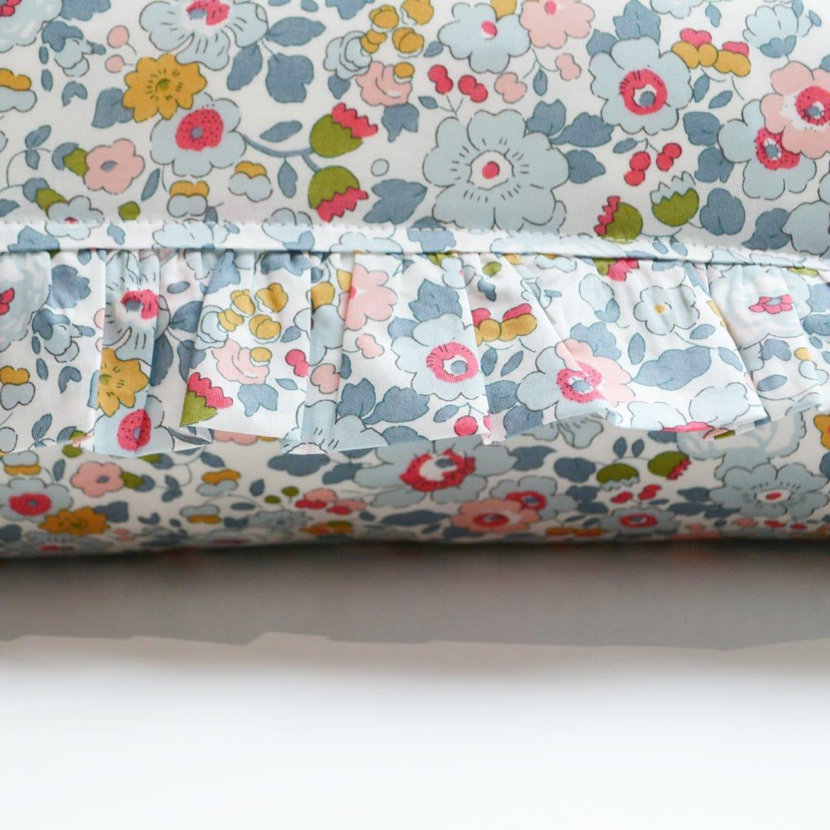 Gathered Edge Pillowcase made with Liberty Fabric BETSY GREY - Coco & Wolf