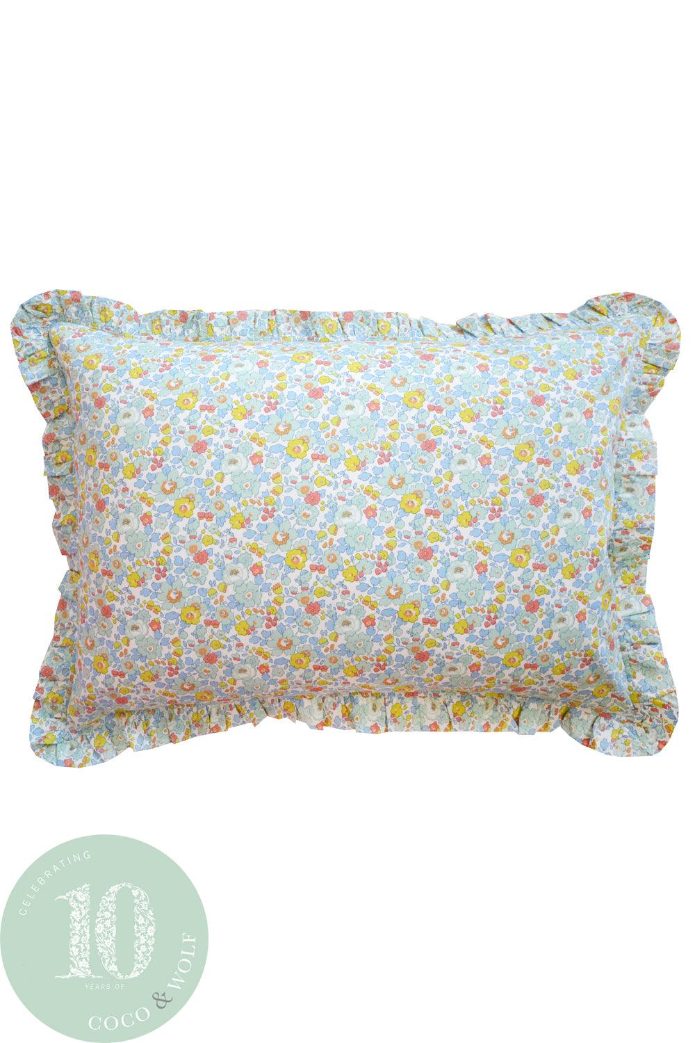 Gathered Edge Pillowcase made with Liberty Fabric BETSY SAGE - Coco & Wolf