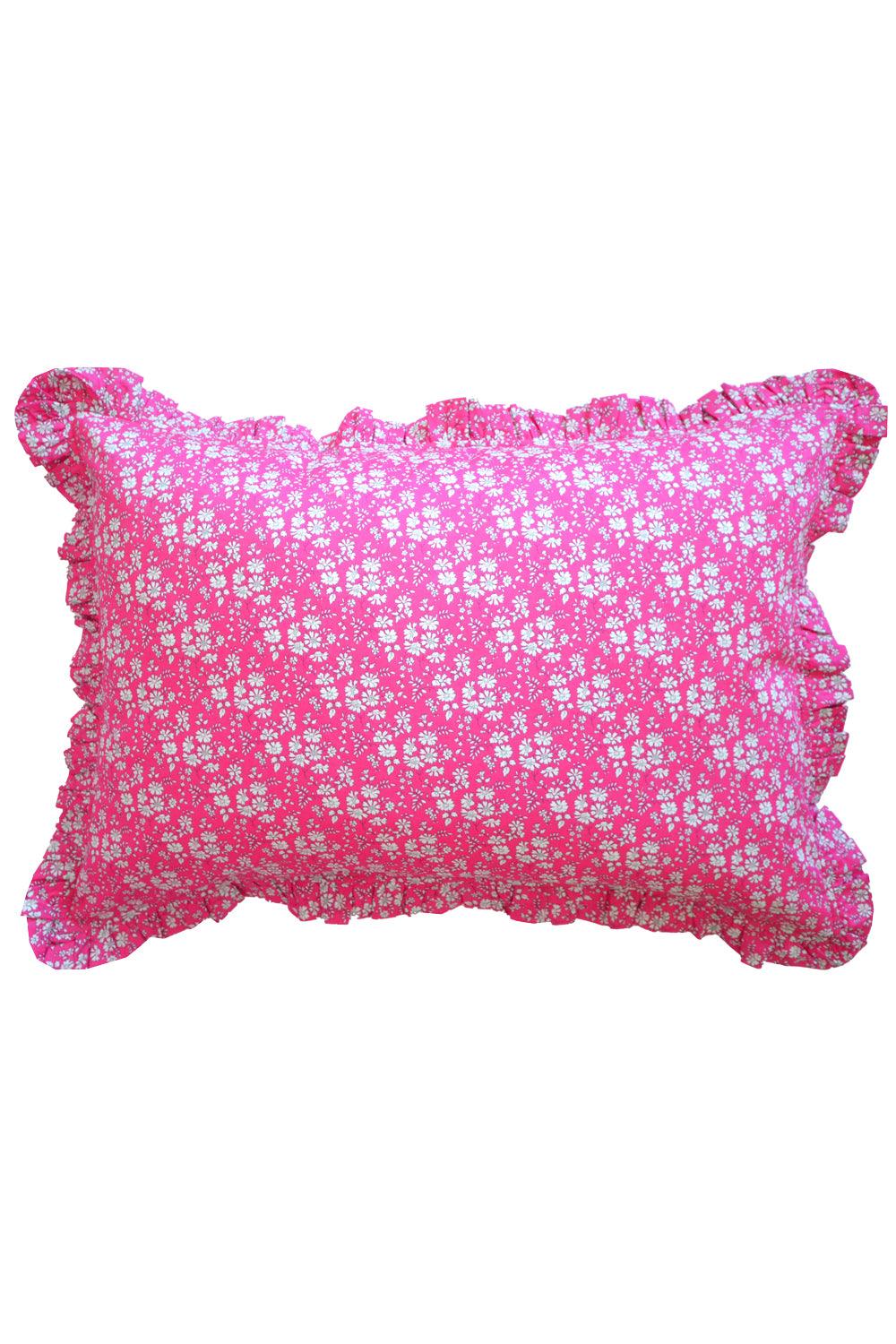 Gathered Edge Pillowcase made with Liberty Fabric CAPEL FUCHSIA - Coco & Wolf