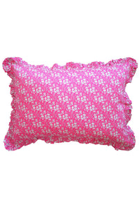 Gathered Edge Pillowcase made with Liberty Fabric CAPEL FUCHSIA - Coco & Wolf