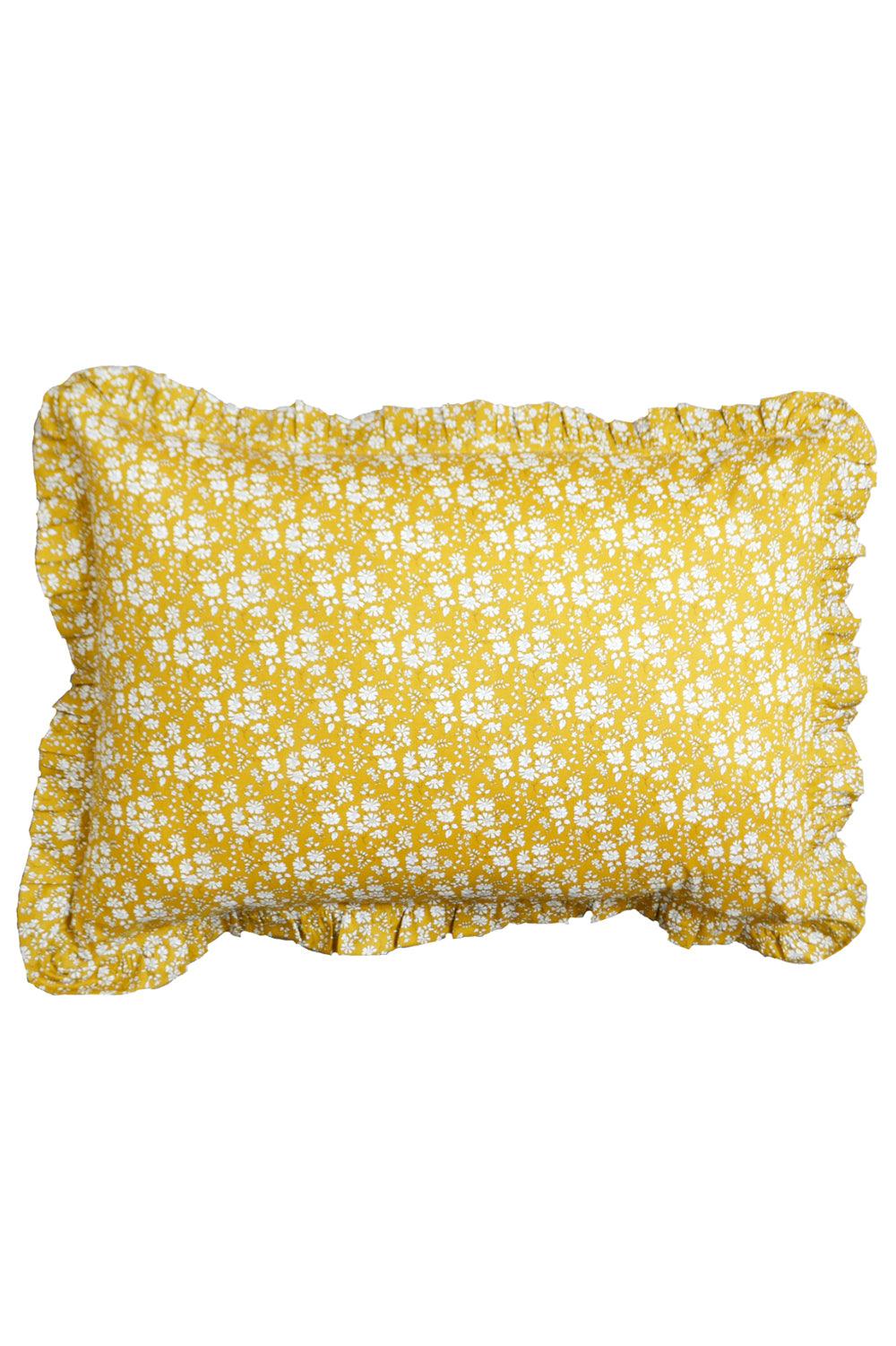 Gathered Edge Pillowcase made with Liberty Fabric CAPEL MUSTARD - Coco & Wolf