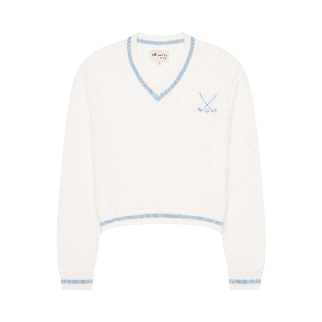 Golf Club Varsity Sweater in Light Blue