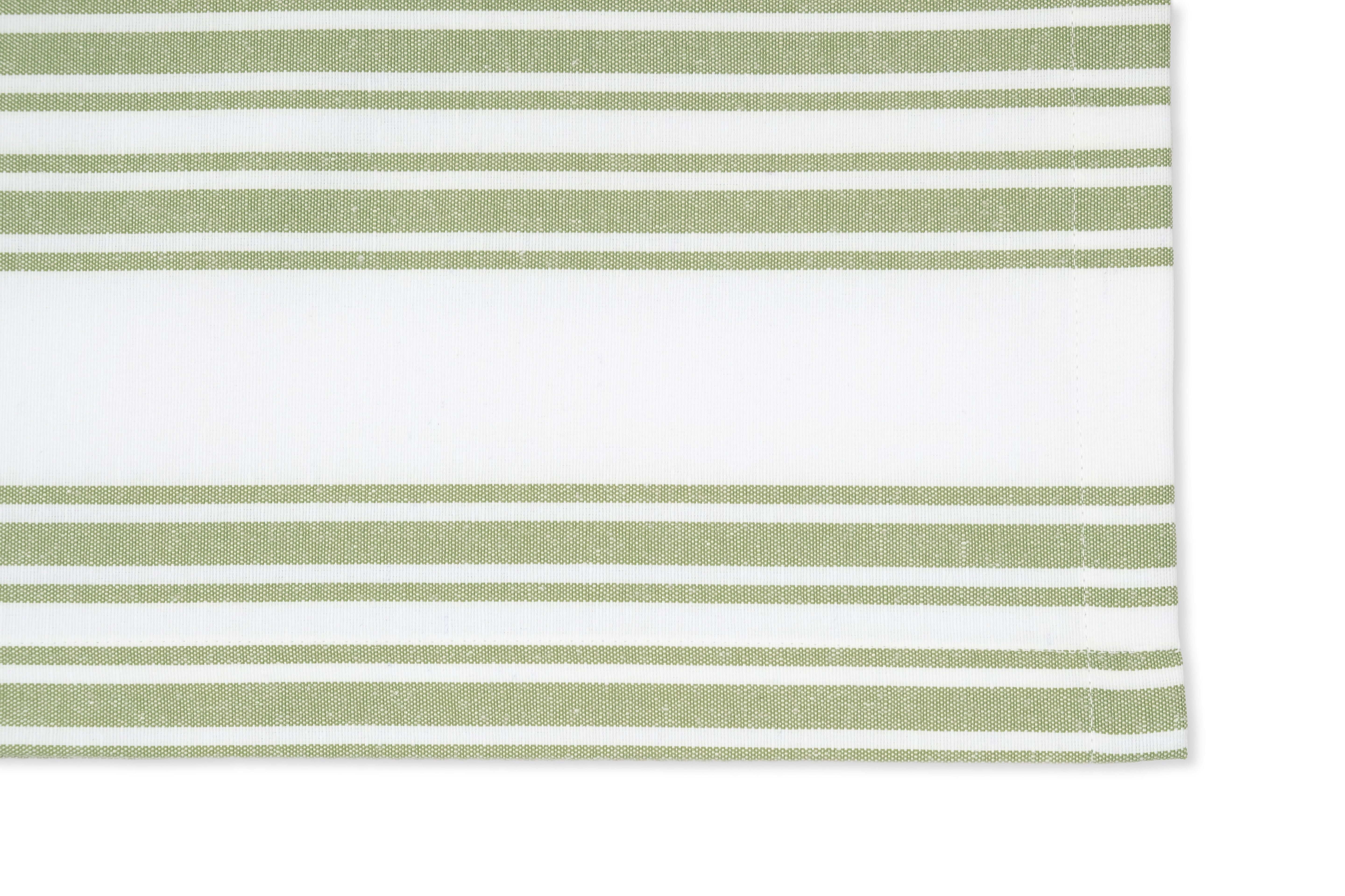 Green Stripe Cotton Tablecloth, Set of 2