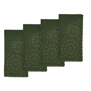 Green Eyelet Dinner Napkins (4) Tartan Chefanie 