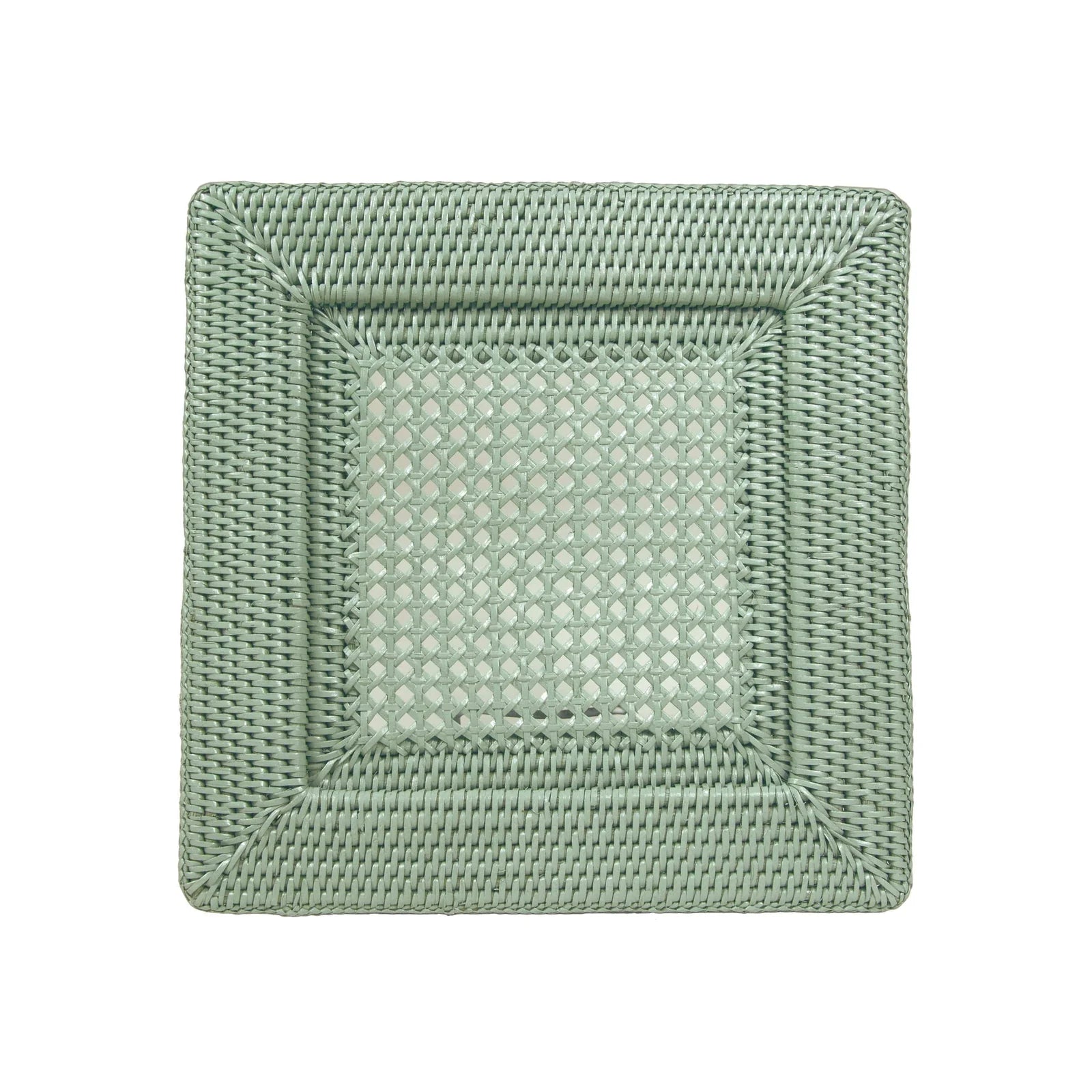 Rattan Square Charger Plate in Green