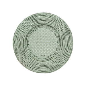 Rattan Round Charger Plate in Green