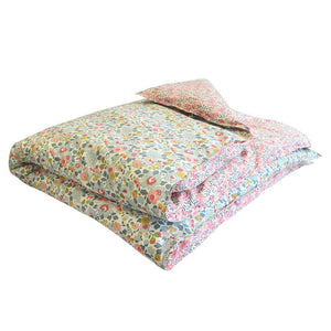 Reversible Heirloom Quilt made with Liberty Fabric BETSY GREY & WILTSHIRE PINK - Coco & Wolf