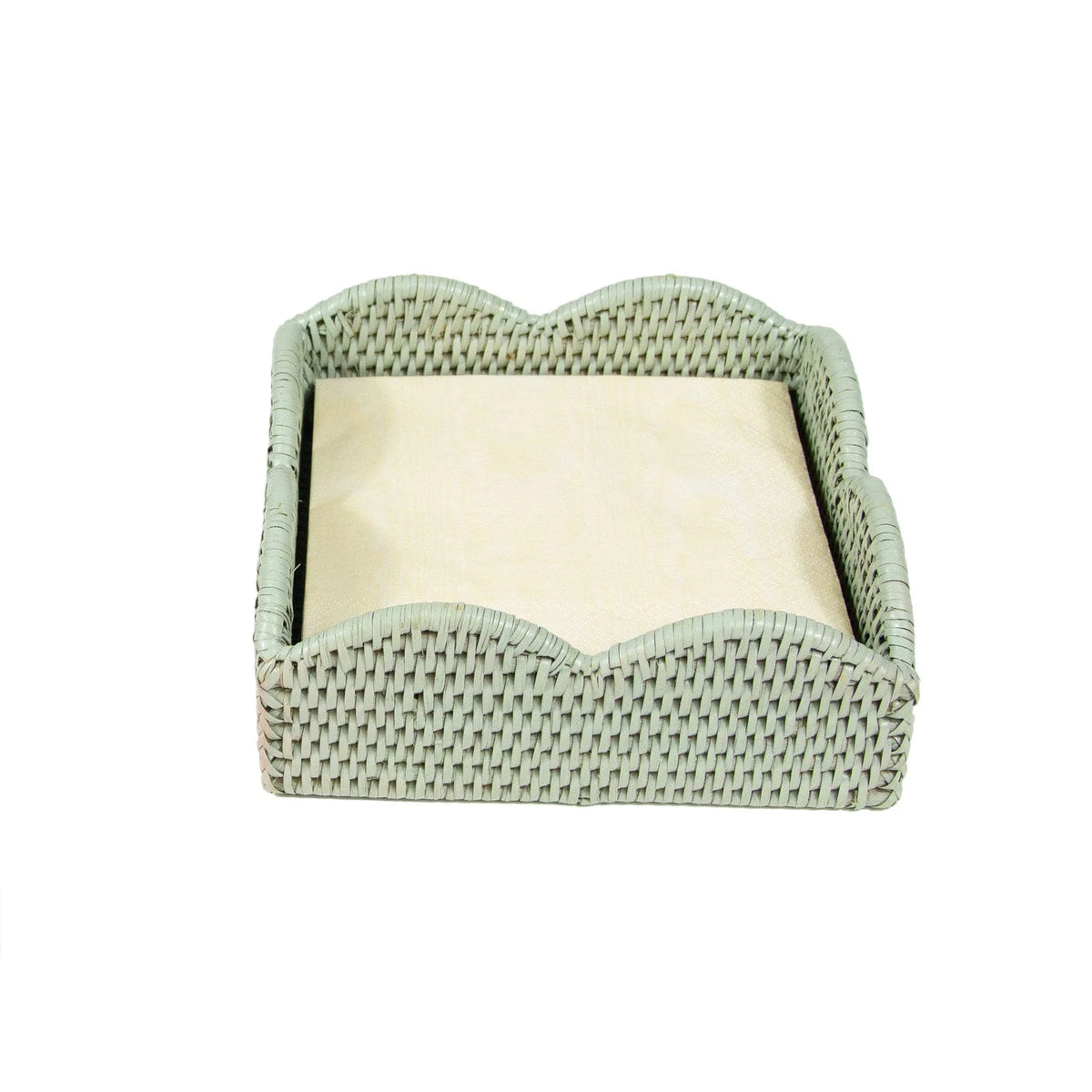 Rattan Scalloped Luncheon Napkin Holders in Green