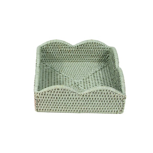 Rattan Scalloped Luncheon Napkin Holders in Green