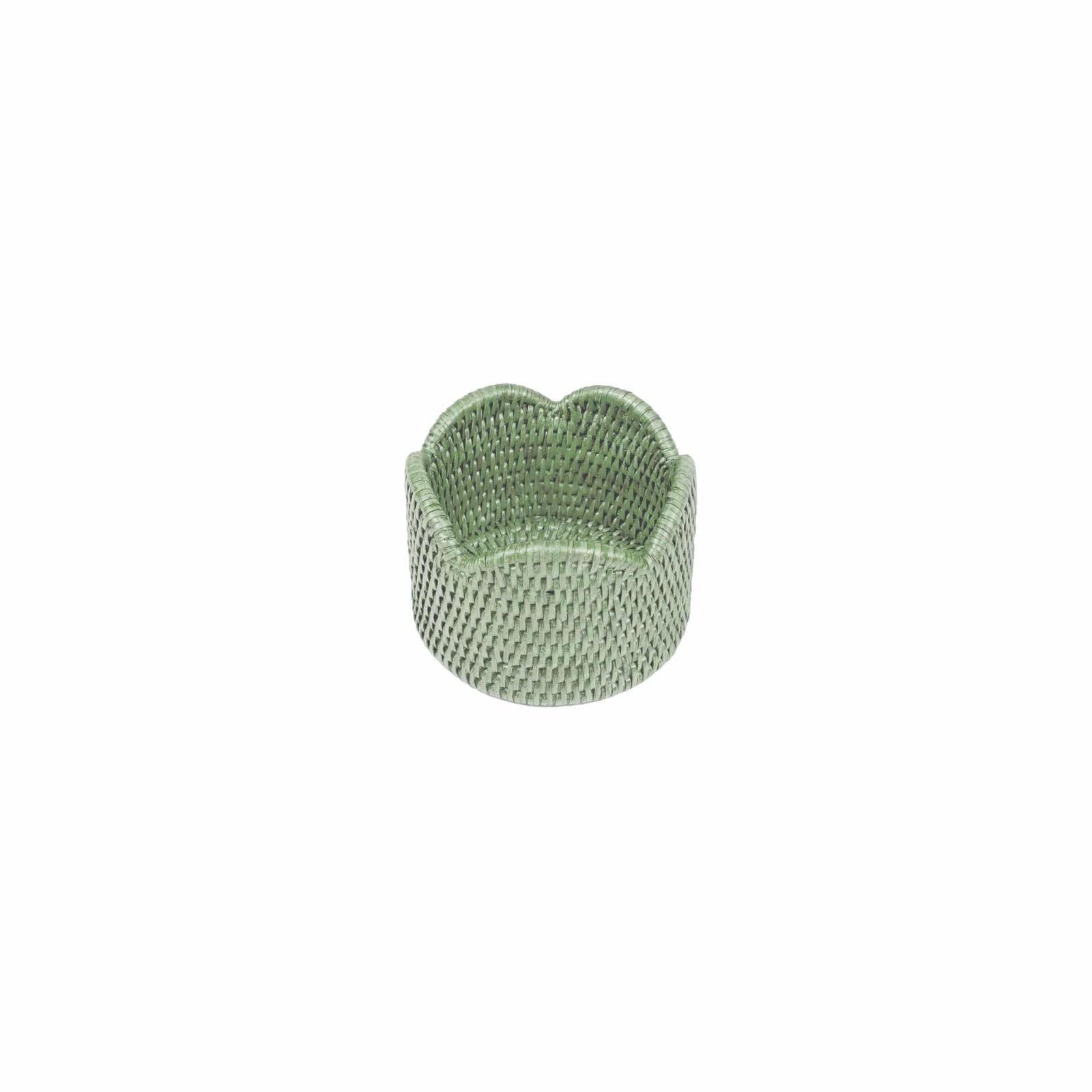 Rattan Scalloped Wine Coaster in Green