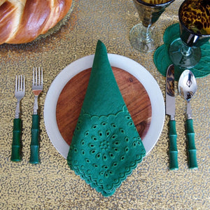 Green Eyelet Dinner Napkins (4) Passover Chefanie 