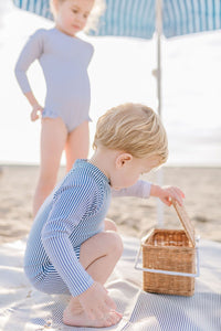 Boys Rashguard One-Piece in Navy Stripe