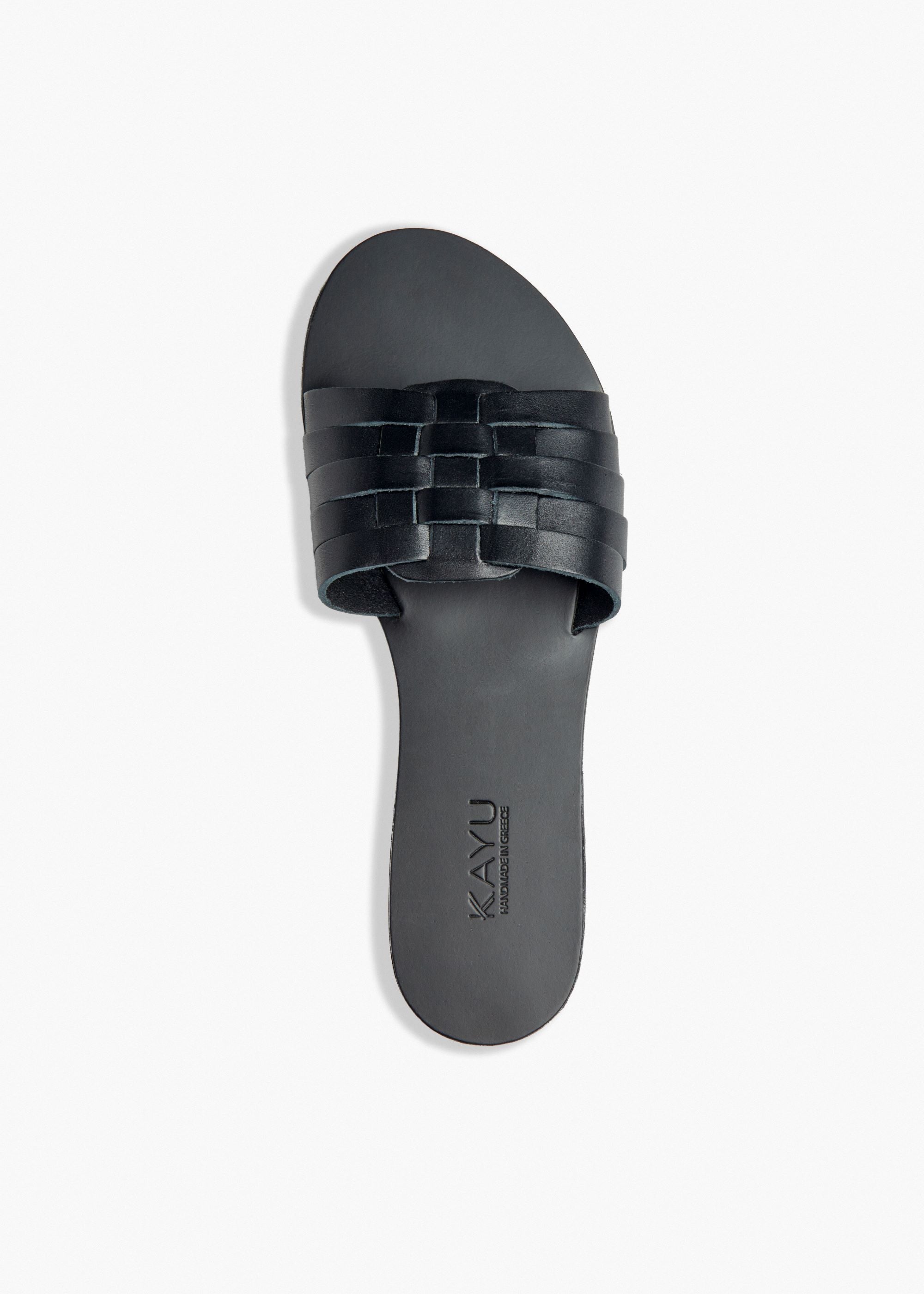 Xenia Vegetable Tanned Leather Sandal in Black