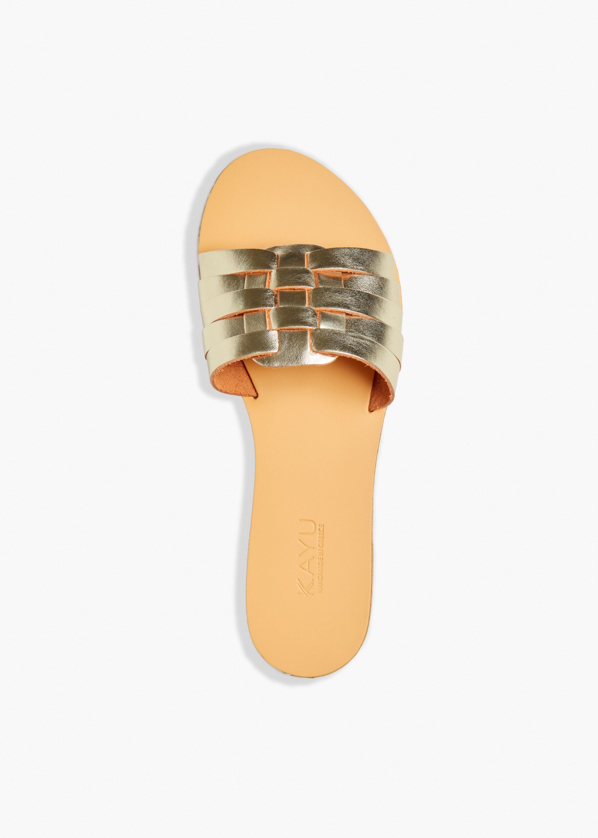 Xenia Vegetable Tanned Leather Sandal in Gold