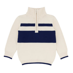 Unisex Cream Half Zip Sweater