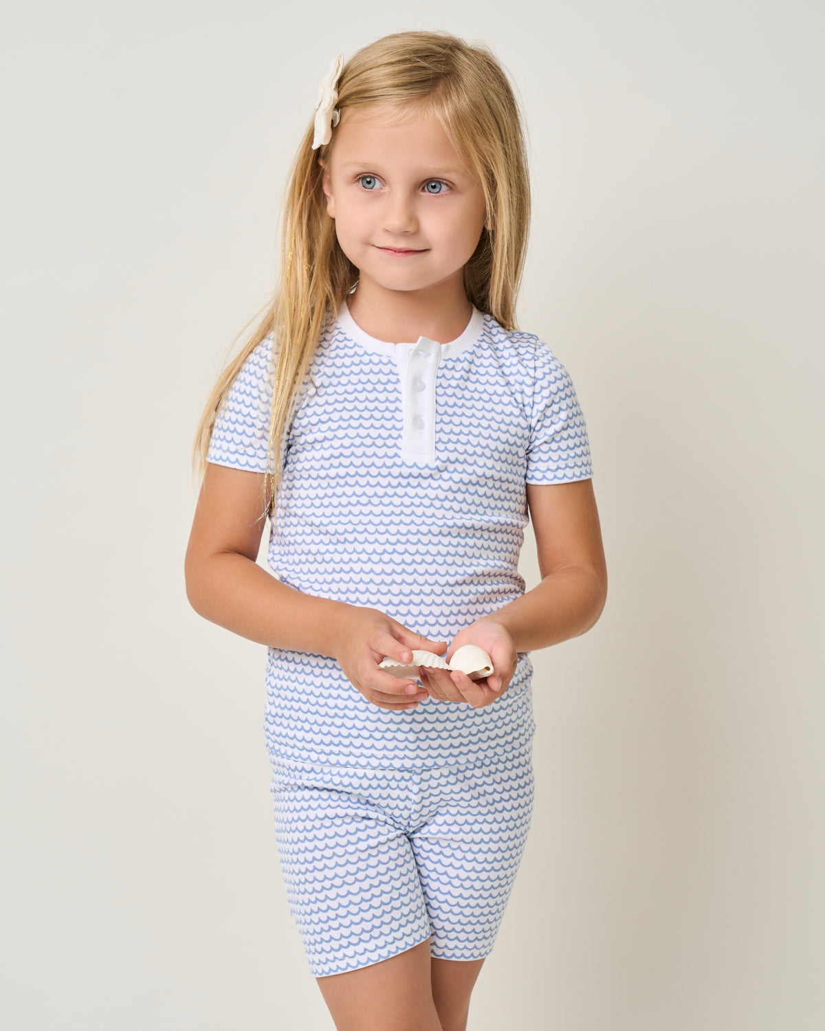 Kid’s Pima Snug Fit Pajama Short Set in La Mer