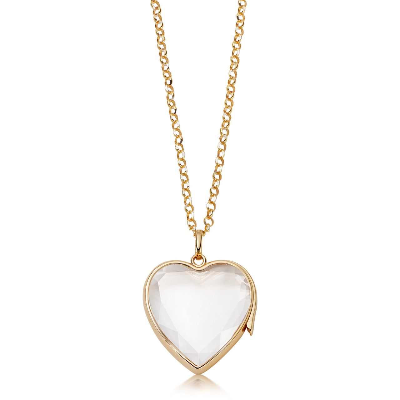 Large Heart Locket on Adjustable Rolo Gold Chain