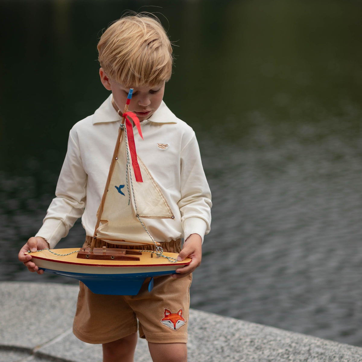 Long Sleeve Carter Polo in 8th Street Ivory