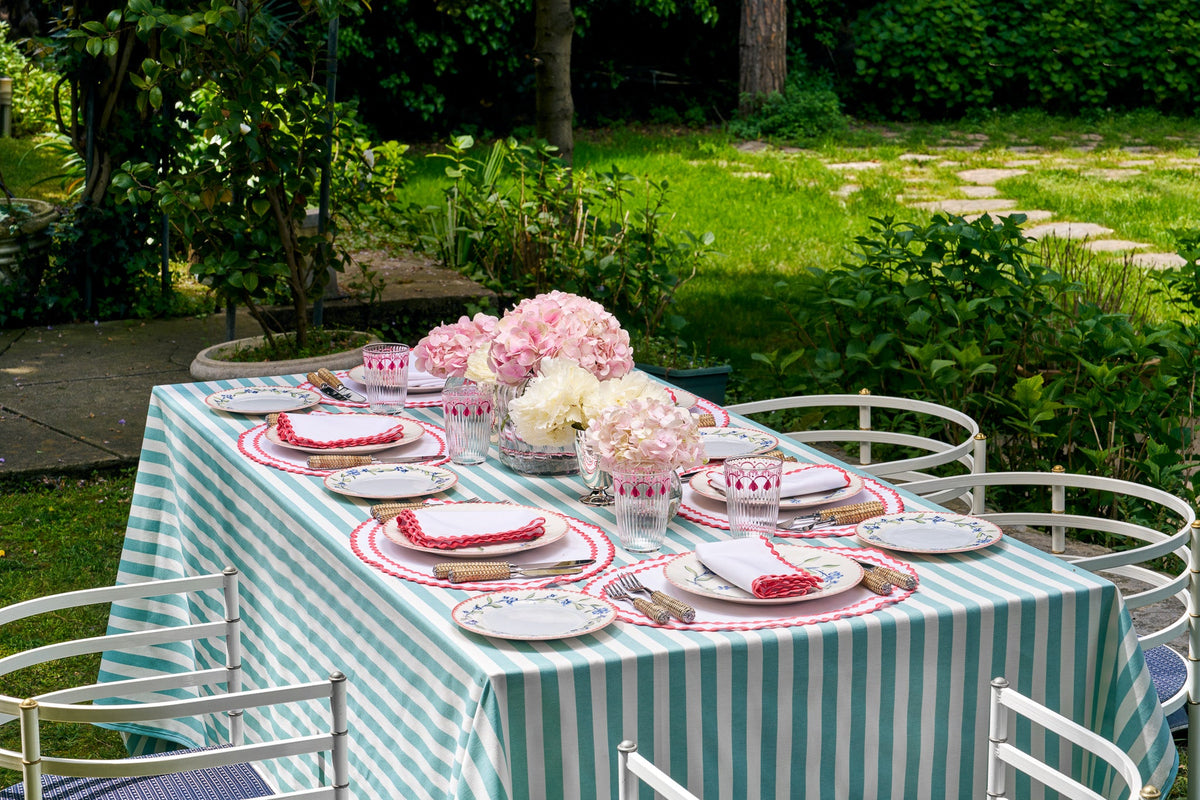 Cora Placemat And Napkin Set In Petal Pink