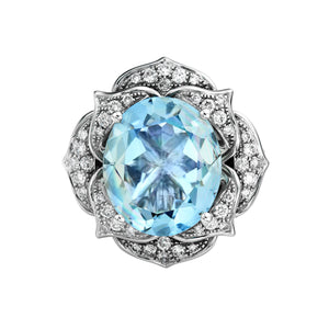 Lovette Aquamarine and Diamond Ring - Jewelry - RUCHI New York