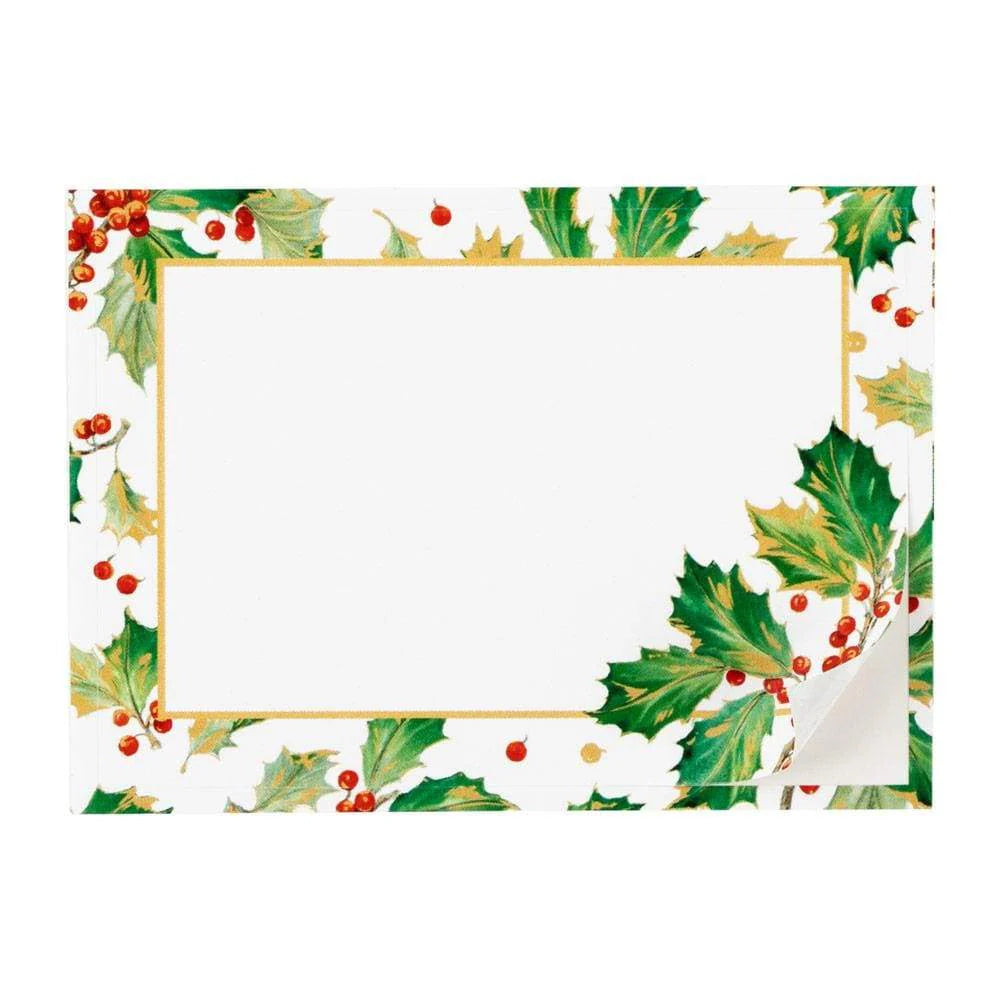 Gilded Holly Self-Adhesive Labels, Set of 12