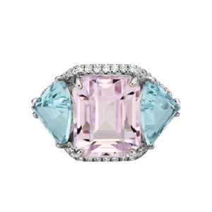 Lucia Kunzite and Aquamarine Ring - Jewelry - RUCHI New York