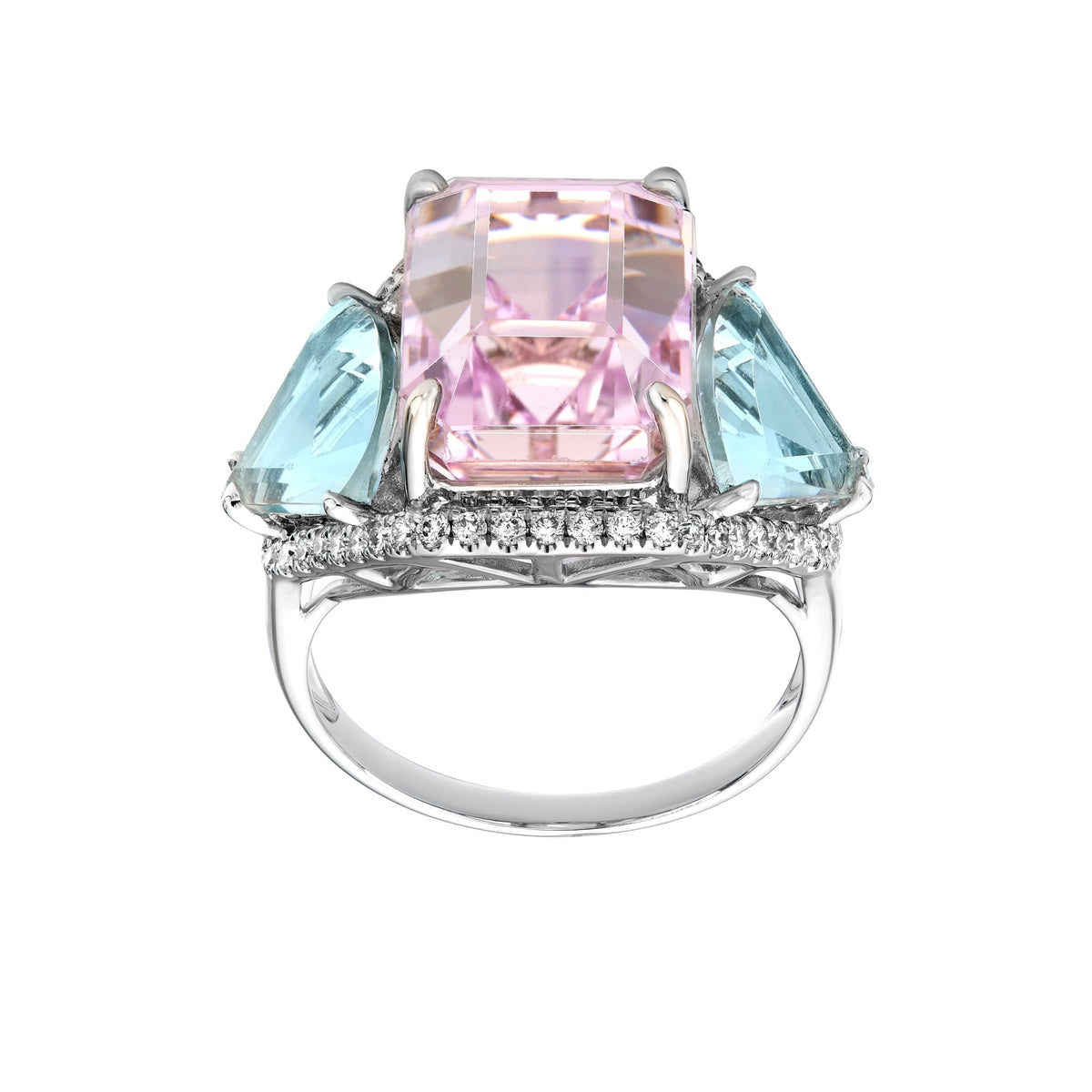 Lucia Kunzite and Aquamarine Ring - Jewelry - RUCHI New York