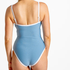 Women'S Surfside Blue Seersucker One Piece