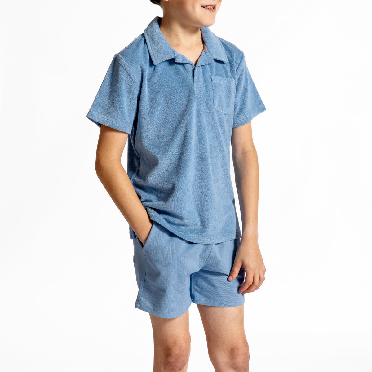 Boys Surfside Blue French Terry Polo