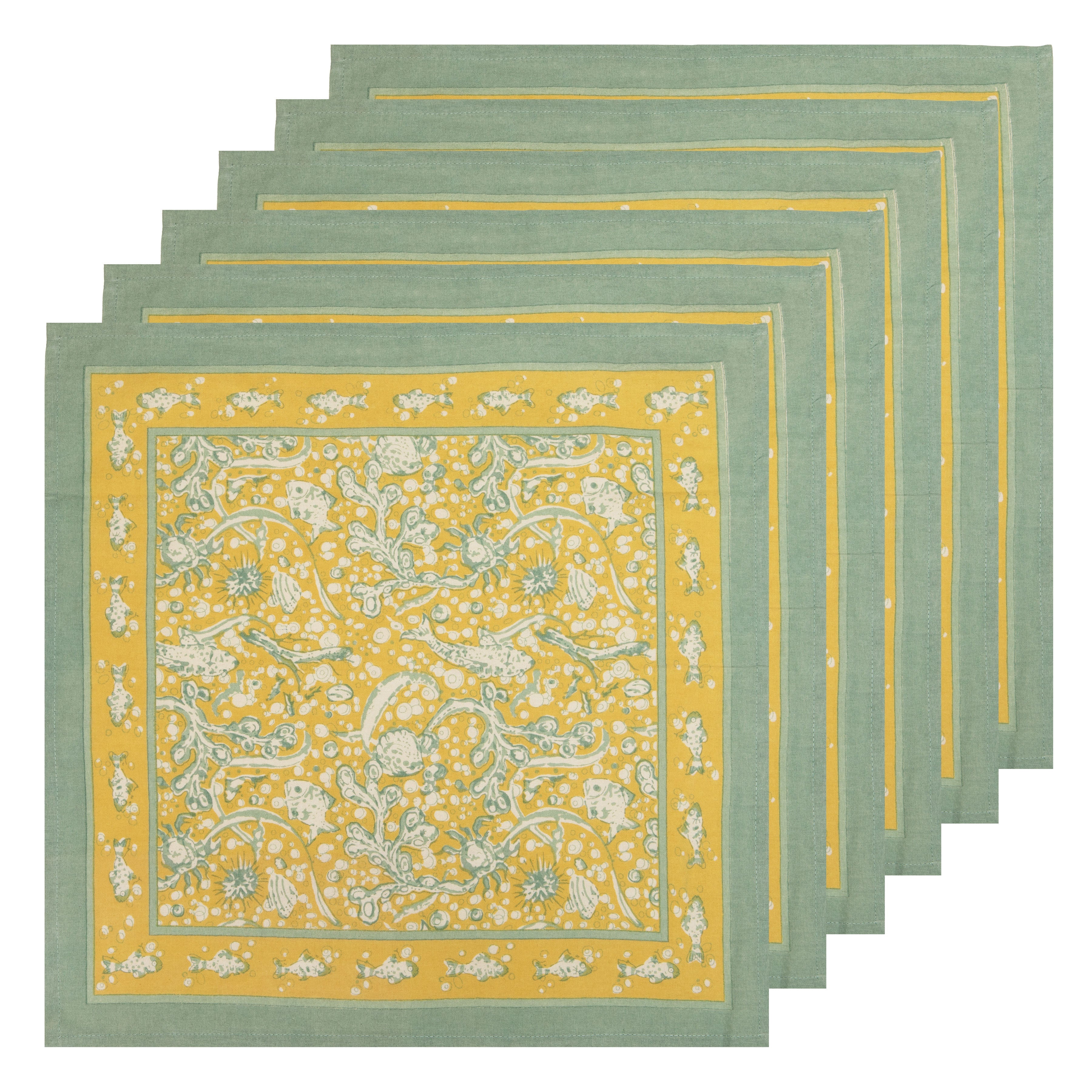 La Mer Napkins Aqua & Citrine, Set of 6