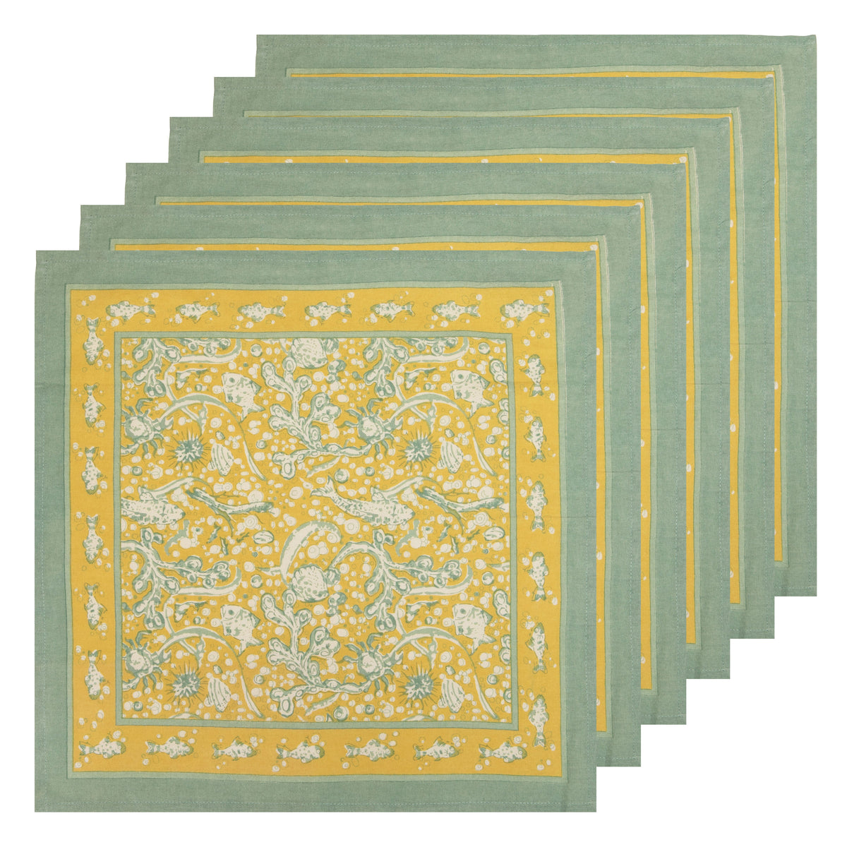 La Mer Napkins Aqua & Citrine, Set of 6