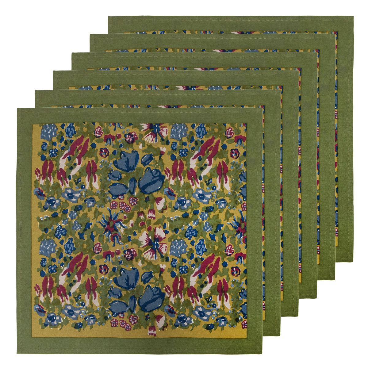 Jardin Napkins Blue & Vert, Set of 6