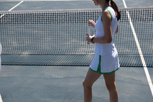 Stacy Tank in Bright White with Kelly Green Trim