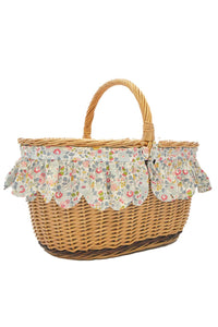 Oval Picnic Basket made with Liberty Fabric BETSY GREY - Coco & Wolf