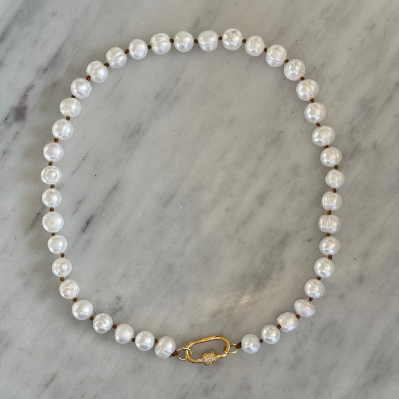 pearl necklace with carabiner