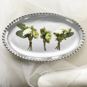 Pearled Oval Platter-Platters-|-Mariposa