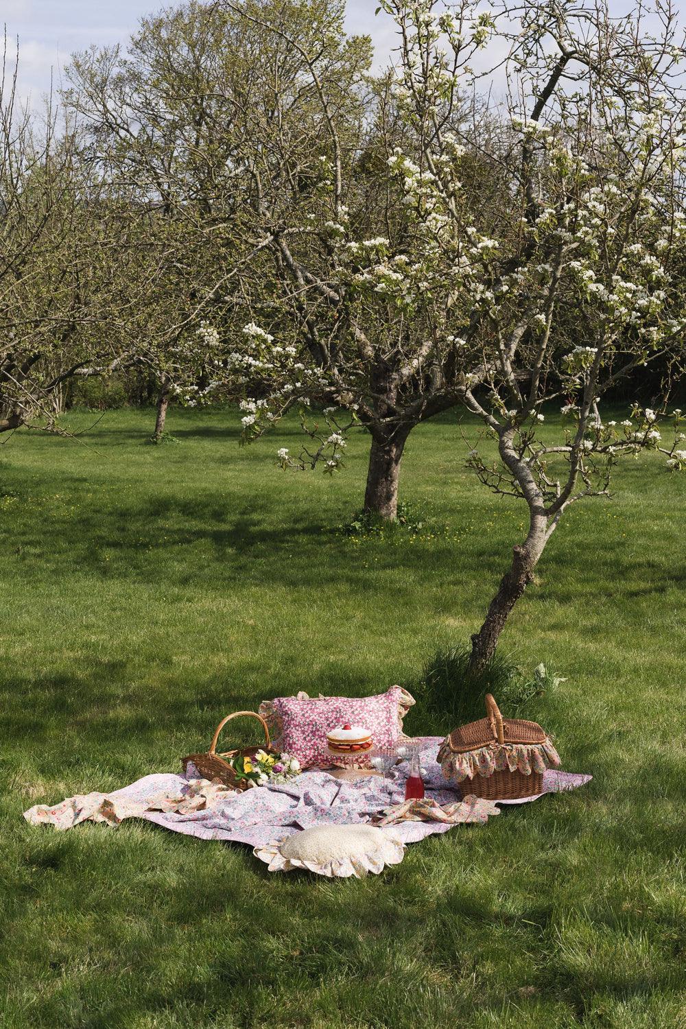 Picnic Blanket made with Liberty Fabric BETSY CANDY FLOSS & MITSI VALERIA PINK - Coco & Wolf