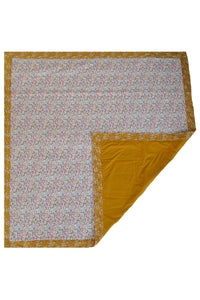 Picnic Blanket made with Liberty Fabric BETSY GREY & CAPEL MUSTARD - Coco & Wolf