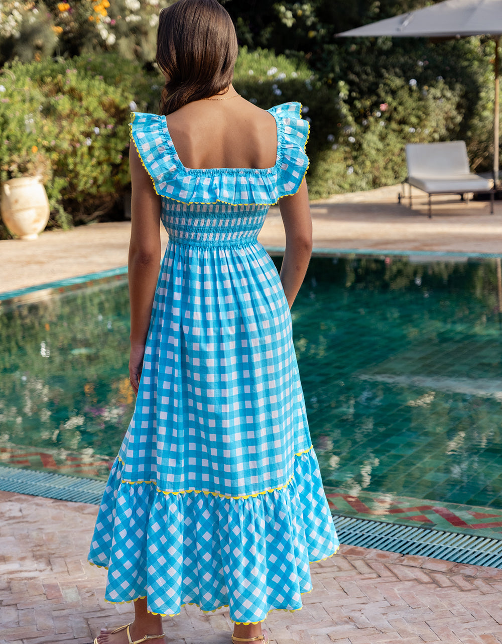 Pink City Prints Aqua Gingham Carrie Dress