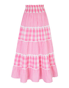Pink City Prints Candy Floss Gingham Kolkata Skirt